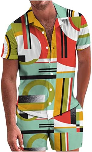 4ZHUZI/ Мъжки Забавен Плажен Комплект Тениски, Ежедневни Ризи с копчета, Блузи с къси ръкави и къси Панталони, Хавайска Риза, костюм за