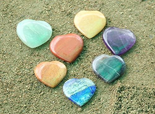 Джет Международен Джет Чакра във формата На Сърца 7 Комплекти Камъни Безплатна Брошура Кристална Терапия за Балансиране на Чакрите