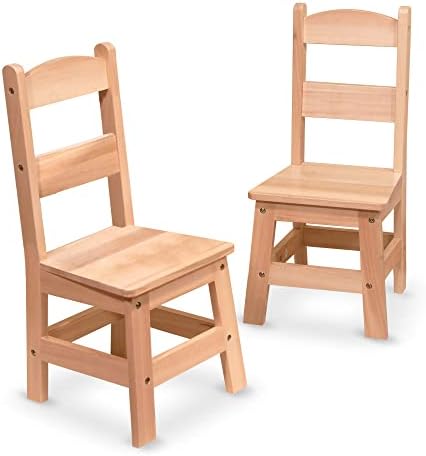 Дървени столове Melissa & Doug, Комплект мебели от 2 теми за игри стая - Детски Дървени столове, Детски Дървени мебели за игри стая