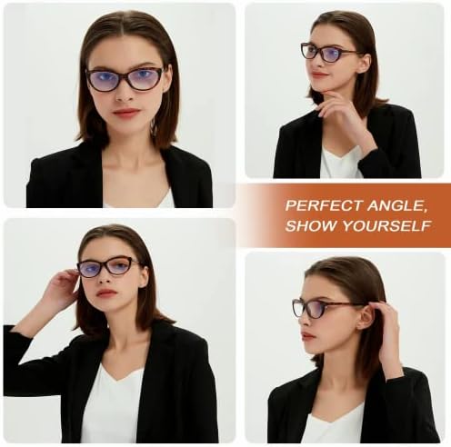 EYEURL 4 Опаковки Очила за четене Котешко око за жените, Блокер Синя Светлина Четци, Лек Пружинен Шарнир, Защита От Пренапрежение на очите,