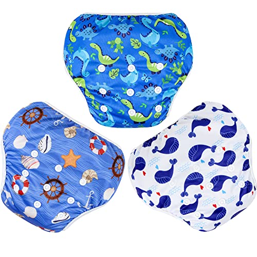 Lansprit 3 Опаковки Подгузника за плуване за деца, за многократна употреба Моющийся Пелена за практикуване на гмуркане и