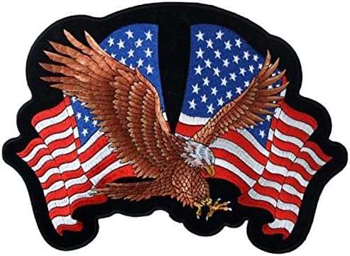 Нашивка Hot Leathers Eagle 2 Flags (ширина 12 см х височина 8 инча)