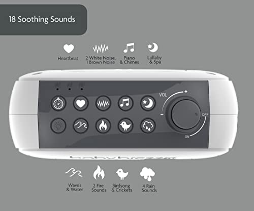 Baby Brezza Регулируема детска звукова машина и нощна светлина с 18 звуци – Малък и портативен дизайн за обзавеждане за пътуване