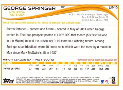 2014 Topps Осъвременяване на картата начинаещ бейзбол № 10 в САЩ Джордж Springer