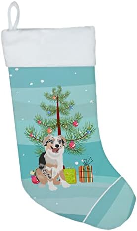 Carolin's Treasures WDK2949CS Кученце Австралийската овчарка Blue Merle 1 Коледен Чорапи, Чорапи за окачване на камината, Коледен Сезон,