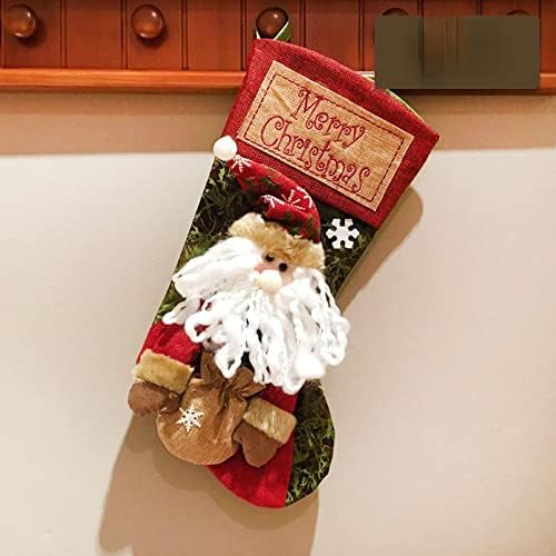 DYIZU Коледни Чорапи Подарък Пакет Коледни Декоративни Чорапи Навечерието на Коледа Коледна Елха Висулка Чанта Бонбони Елен