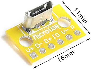 Вертикален USB microUSB, Micro USB 2.0 С гнездовой глава A Съединител 2.54 мм Конвертор за печатни платки, Преходна заплащане на 180 Градуса