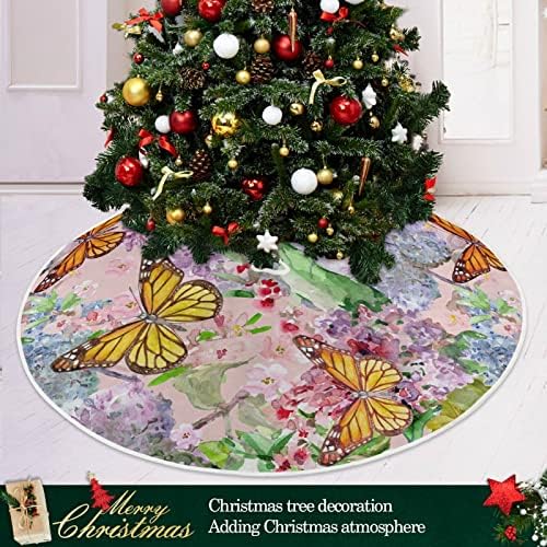 Oarencol Реколта Пеперуда на Цвете Коледна Елха Пола 36 инча пъстри Цветни Коледни Празнични Вечерни Коледни Подложки за Декорация