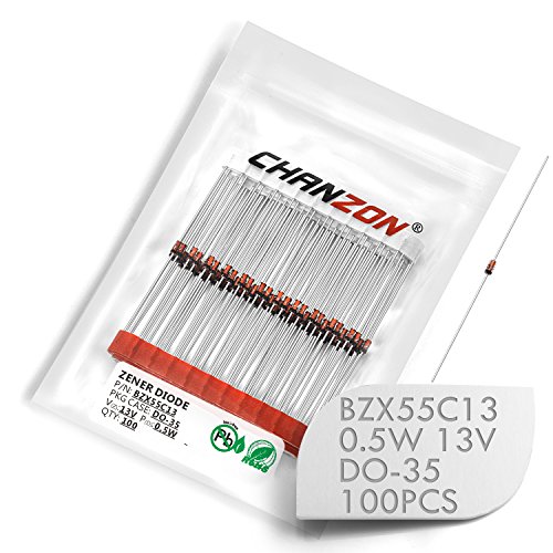 (Опаковка от 100 броя) Chanzon BZX55C13 (1N5243B) Стабилитрон 0,5 W 13-DO-35 (DO-204AH) Аксиални диоди 0,5 W 13 Волта