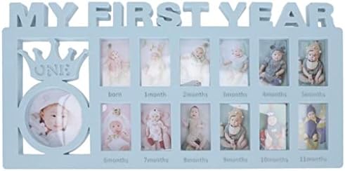 TJLSS 1 бр. Детска рамка за снимки на първата година от живота, рамка за снимки за 12 месеца (Цвят: синьо)