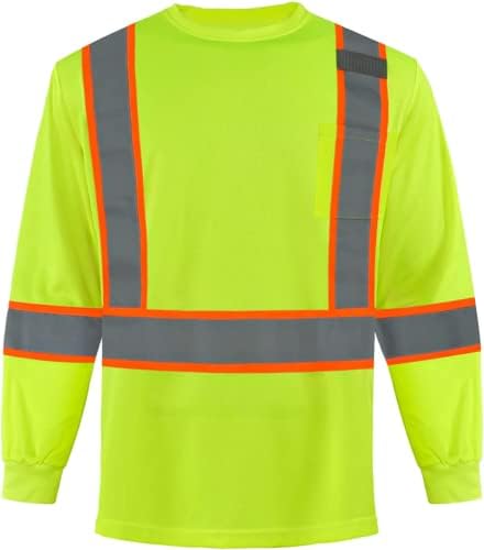 Облегающая Защитна тениска Унисекс Birdseye със Светлоотразителни ивици и дълъг ръкав Inshining High Vis със Светлоотразителни