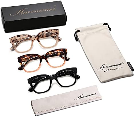 3 комплект ретро квадратни очила за четене за жени, модни четци с блокиране на синя светлина 1,5 2,0 2,5 с пружинным тръба на шарнирна връзка