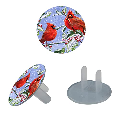 Зимни шапки за контакти Cardinal Birds 24 бр. В опаковка - Защитни капачки за контакти, за деца – Здрави и устойчиви – Лесно да защитават