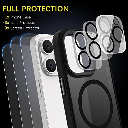 [7, 1] Калъф за iPhone 14 Pro Max с MagSafe, 3 комплекта протектори за екран + 3 комплекта протектори за обектива на камерата,