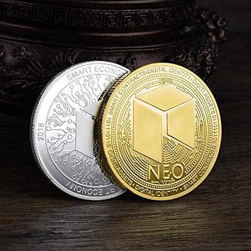 2 ЕЛЕМЕНТА Възпоменателна Монета, Позлатена Сребърна Цифров Виртуална Монета НЕО Coin Криптовалюта 2021 Ограничена Серия