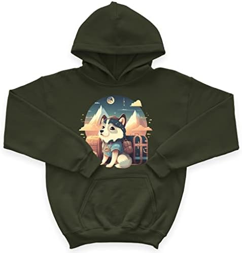 Детска hoody с качулка от порести руно Кученце Хъски - Детска Hoody със сладък куче - Мультяшная hoody с качулка за деца