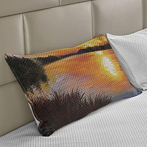 Калъфка за възглавница от Вязаного юрган Lunarable Forest, Езерото Гора на Залез слънце, Абстрактно Изкуство, в стил на импресионизма,