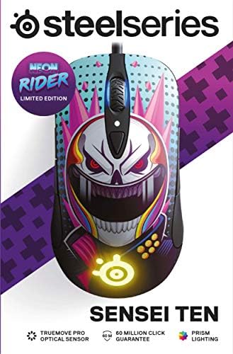 Детска мишката SteelSeries Sensei Ten Neon Rider Edition – Оптичен сензор TrueMove Pro стойност 18 000 CPI – Двустранен дизайн