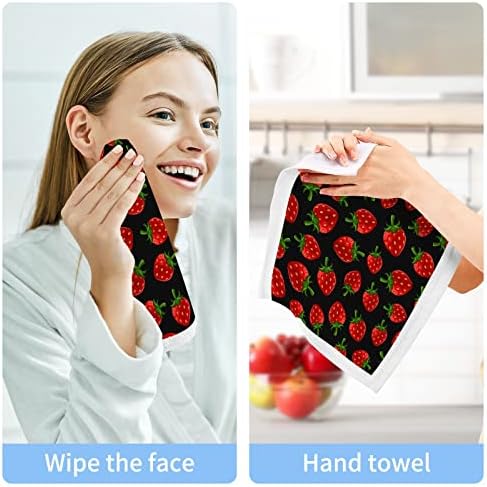 Комплект кърпички за измиване на ALAZA Ягода в черно - Опаковка от 6 Памучни кърпички за лице, е добре Абсорбиращи и мека на допир