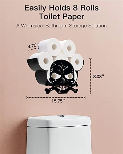Срок на годност-Държач за Тоалетна Хартия с Захарен Череп, Забавен Черен Метален Стенен Рафтове За Съхранение на Тоалетна Хартия, монтиран