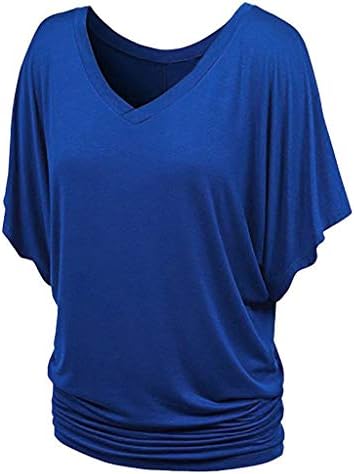 Струящиеся Блузи за Жени, Лятна Тениска с Къс Ръкав, Дамски Топ