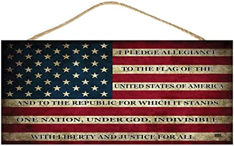 - Клетва За Вярност Начало Декор Висящ Стенен Знак Украса Патриотичен Американски Флаг