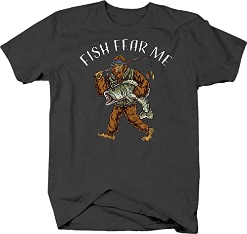 Забавни тениски за риболов на снежен човек Fish Fear Me за мъже