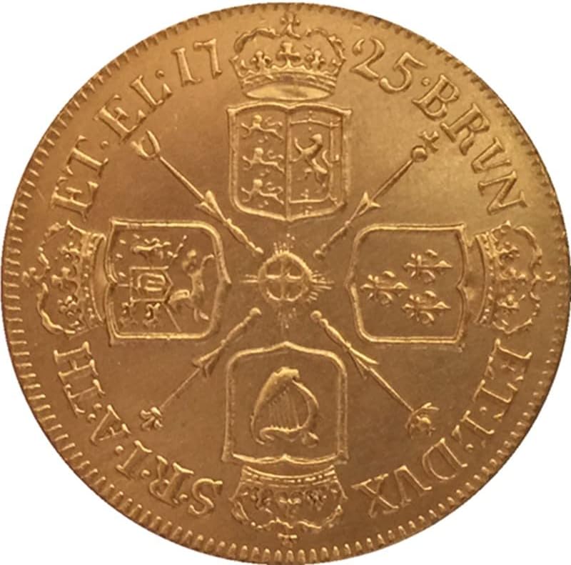 5 Различни Дати Британски Джордж I Монети От Чиста Мед С Позлатени Старинни Сребърни Долара на монети