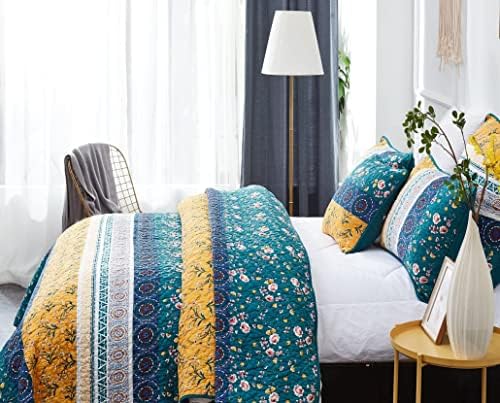 Комплект спално бельо DaDa в стил мозайка с бохемски гарденией и цветен модел в стил мозайка - Памучен легло с полевыми цветя Земни