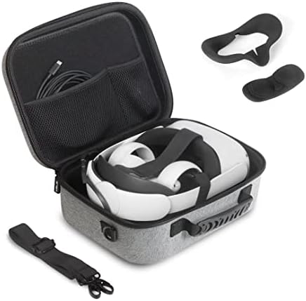 Твърд пътен калъф JSVER за гейминг слушалки Meta Quest 2 VR и аксесоари за контролери, Калъф за носене Meta / Oculus Quest 2, Пътна кутия,