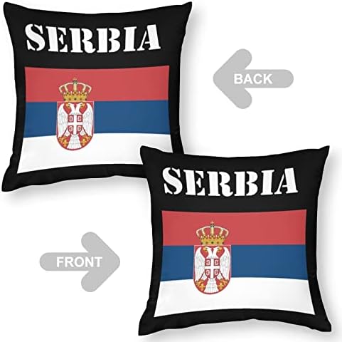 Сръбски Флаг Хвърли Калъфки за възглавници на Цип Квадратна Калъфка за Възглавница Протектор за Легла и Разтегателен Хол