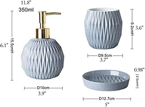 Колекция от керамични аксесоари за баня с дозатор сапун KOAIUS Fashion, състоящ се от 4/3 елементи, Включва помпа за дозиране на