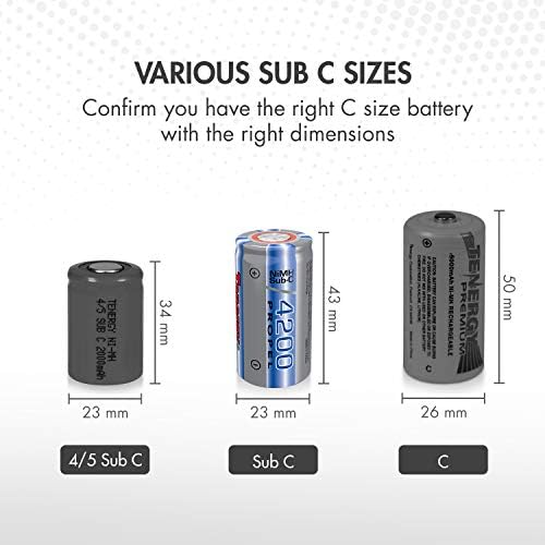 Акумулаторни Батерии Tenergy Нимх SubC 1.2 V 4200mAh с плосък покрив, 10 бр.