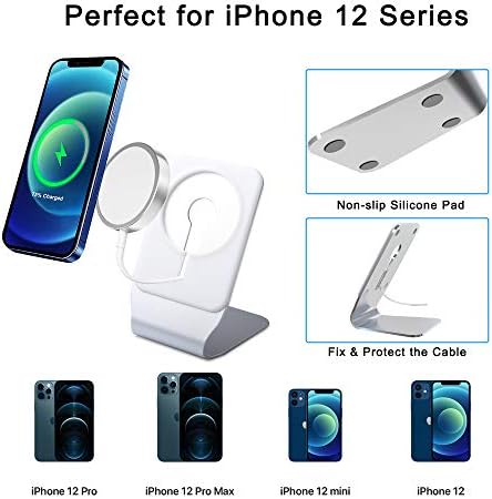 Поставка за зарядно MagSafe, Алуминиев държач за мобилен телефон, съвместим със зарядно устройство Apple MagSafe за iPhone 12, 12 Pro,