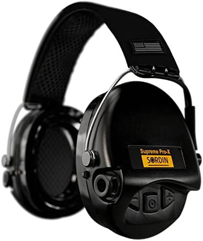 Защитни слушалки Sordin Supreme Pro-X - Черна американска Превръзка на главата и Гел комплекти Електронни earphone (черни)