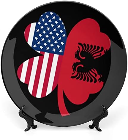Американското Знаме на Албания Детелина Детелина е Забавно Декоративна Чиния от Костен Порцелан Кръгли Керамични Плочи плавателни