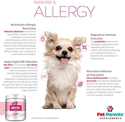 Комплект за облекчаване на алергии за кучета Пет Parents USA и добавка за кожа и козина на кучета на Омега-3. Витамини за грижа за