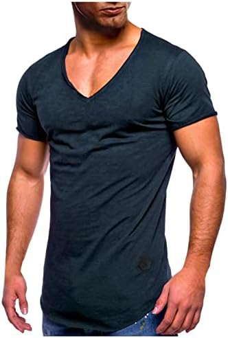 Мъжки Основни Тениски с V-образно деколте - Ежедневни Модерна риза В Стил Хипстер, с цилиндрична форма Обикновена Върховете