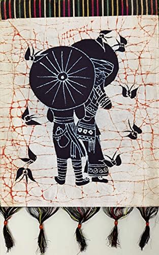 Китайски Батик Народно Племенно Изкуство Живопис 9,8x17,1 , с монтиран на стената Начало Декор 461
