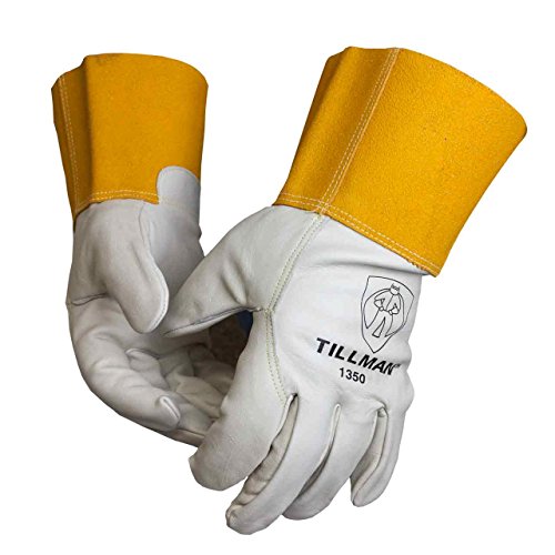 Ръкавици за заварчици MIGTIG от телешка кожа без подплата Джон Tillman and Co X-Small 10-12 инча с перли и злато, тежкотоварни, с маншет