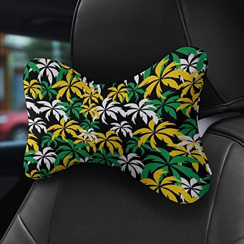 Палми в цветовете на Ямайка, 2 бр., Автомобилни Възглавница за шията, Дишаща Възглавница за главата с останалите, Удобна Възглавница