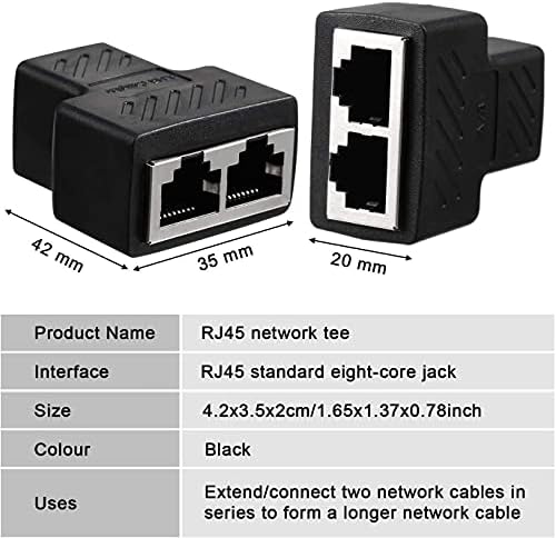 Адаптер-Сплитер Miriu, Съединител-Сплитер Minriu от 1 до 2 Ethernet LAN Мрежов Адаптер Ethernet Cat5 Cat6 Cat7 (2 опаковки)