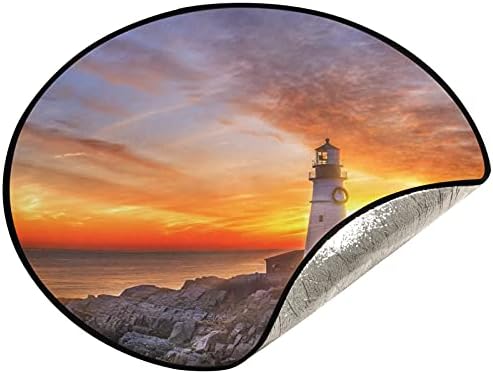 Подложка за елха xigua Ocean Lighthouse Chrismtas за защита на пода, през Цялата Непромокаема Подложка за коледни елхи, украса за