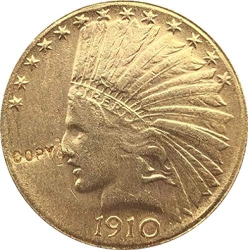 Монета на Повикване 24-K Позлатен 1910-D $10 Златни Индийска Монета с половин Орел Копие Събиране на Подаръци Колекция от монети