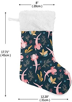 Коледни Чорапи с Принтом Аксолотля и Морски Водорасли във вид на Аквариум, Коледни Чорапи, Украшения, Подаръци за Семейна Почивка,
