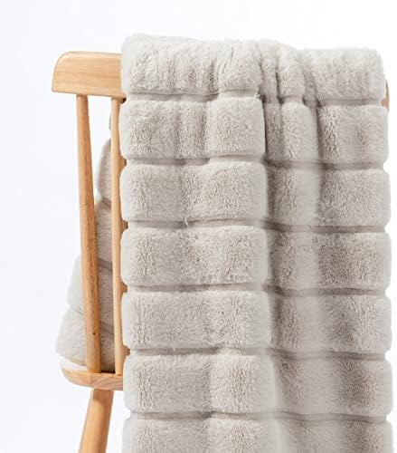 Уютно Блаженство, Луксозното и Супер Меко Шарени одеяло от изкуствена кожа за дивана, 60 х 80 Бежов цвят, Топъл Млечно-Плюшевое