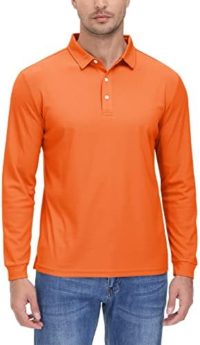 Мъжки ризи Поло TACVASEN за голф, Бързосъхнеща Влагоотводящая Лесна Ежедневна Риза с Дълъг ръкав и 3 Копчета