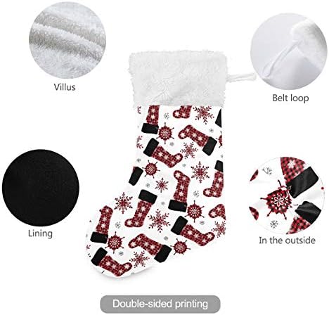 Коледни Чорапи ALAZA, Коледни Чорапи, в клетка от Бъфало, Изпъстрен Чорапи с Снежинками, Класически Персонализирани Големи
