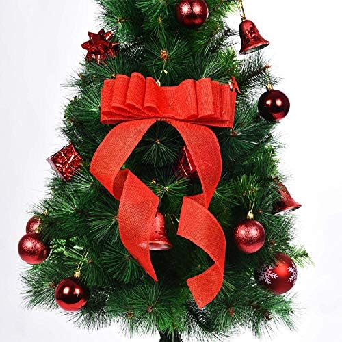 2 Ролка Лента от изкуствена Чул, Коледни Ролки лента от Зебло за декор подарък опаковки САМ Занаятите (1,5 инча на 394 инча, червен