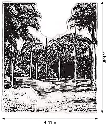 Estivaux Летни Плажни Дървета На Заден План, Прозрачни Печати за направата на Картички и водене на дневник, Кокосови Горички, Гумени